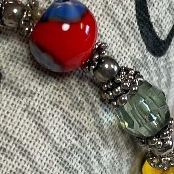 Beaded Stretch Bracelet One Size Multicolor Glass Lampwork Boho Style - Picture 10 of 14